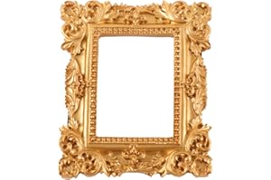 BESPORTBLE Ramka na zdjęcia w stylu vintage, z żywicy, złote, zdobiona, prostokątna ramka na zdjęcia