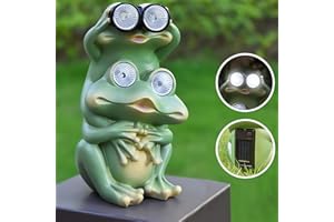 Johiux LED Frog Garden Ornaments Outdoor Solar Garden Decor Statues Gnomes Outdoor Funny,Fairy Garden Accessories Waterproof LED Solar Animal Statue Garden Balcony Patio Garden Gifts for Women Men.