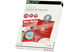 Leitz 74830000 Pochettes de plastification, Matériau Épais de 175 Microns (Transparent, Brillant, A4) - Pack de 100