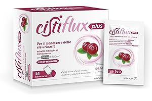 Cistiflux Plus, Integratore a Base di Estratto di Mirtillo Rosso,Cranberry Americano, e D-Mannosio,per Favorire Una Corretta Funzionalità delle Vie Urinarie, 14 Bustine, Gusto Frutti di Bosco