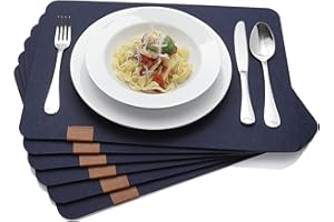 B.PRIME – wysokiej jakości podkładki filcowe na stół – 6 szt. – kolor granatowy – maty stołowe, 44 x 32 cm – materiałowe podkładki na stół – nadają się do prania