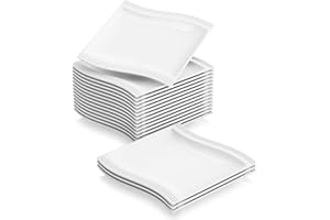 MALACASA Série Flora 18 Assiettes Plates Carrées en Porcelaine, Grandes Assiettes Blanches 26 cm pour Pâtes Dîner et Bifteck, Assiettes Service de Table Passe au Micro ondes et au Lave-vaisselle