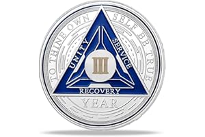 IMASONER 3 Year Sobriety Coin Alcoholics Anonymous Medallion Sobriety Chip Anniversary Token Recovery Gift