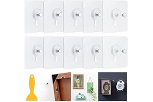 Ruucy Lot de 10 Adhesif Accroche Tableau Sans Percer, Transparent Attache Cadre Adhésif pour Accroche Cadres Photo, Miroir, Art Mural, Lumières Décoratives, Sans Trou