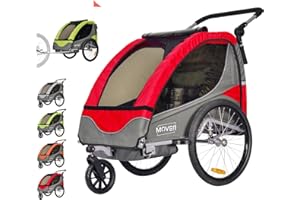 PAPILIOSHOP Mover Remorque Vélo Chariot de Transport et Poussette Pliable Tout-Terrain Sécurisée pour 1 ou 2 Enfants - Remorque Multifonction Enfants pour Vélo, Randonnée et Loisirs (Rouge)
