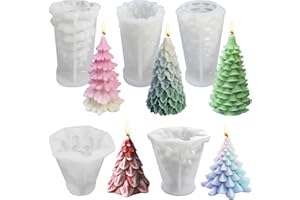 HUIKUANGEU Moldes de Silicona,5 Piezas Molde de Vela de Árbol de Navidad 3D,Moldes Velas Navidad,Molde Silicona Navidad,para Velas para Velas Perfumadas de Bricolaje Jabón Manualidades