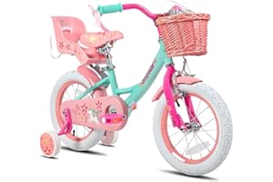 JOYSTAR Einhorn 12/14/18 Zoll Kinderfahrrad für 3-8 jährige Mädchen, Kinderfahrrad mit Puppenradsitz & Stützrädern& Korbstreamer, 18 Zoll mit Stützrädern&Kickstand