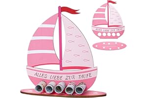 SZTQQING Regali per battesimo in legno ROSa, regalo per battesimi, battesimi, battesimi, barche a vela, in legno, regalo per ragazze e ragazzi
