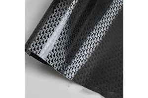 JoyFan Carbon Fiber Vinyl Wrap, PET High Gloss Chrome Wrapping Film, Auto Car Sticker Decal Sheet, Aircraft Pattern Self Adhesive DIY Plated Paint Replacement Wrap Cover Roll (black, 30cm*50cm)