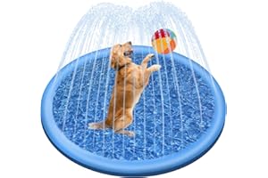Jsdoin Dogs pool -100cm Inflatable Dog Splash dogs pool, Foldable Thickened Outdoor Dog Sprinkler Play Mat for Summer Garden Beach Backyard Dog Sprinkler Water Toy, Blue