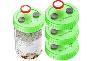 ZHANXUBIO Barattolo per funghi, coperchio per coltura liquida a bocca larga, bocca Rejular per uso alimentare, in plastica per cereali, con membrana in PTFE e porte di iniezione autoguarigione per