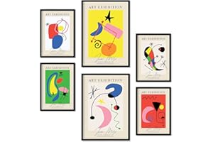 Nacnic Zestaw 6 plakatów artystycznych Miró. Kolekcja płyt z estetycznym kolażem do dekoracji wnętrz. Rozmiary A3 i A4. bez ramki.