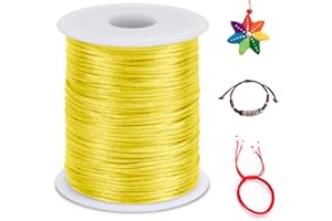 LEREATI Cola de Raton 2.5mm x 100m Cuerda Nylon Cordón de Satén Nailon, Hilo Macrame para Hacer Pulseras, Reborde, Joyería, Anudado Chino (Amarillo Limón)