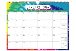 ARTFAN Calendar 2024 uk - 2024 Wall Calendar uk Starts from January 2024 to December 2024, Thick Paper with Julian Dates, Twin-Wire Binding Hanging Hook, Calendar with Lists, 37 x 29 cm