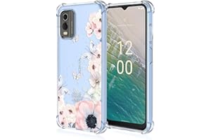 RankOne Coque de Téléphone Convient pour Nokia C32 (6.5" inches) Transparent TPU Silicone Color Drawing Pattern Case - Fleurs 1