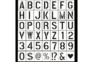 REEKNOKOL Set di 42 stencil, stencil con lettere dell'alfabeto, riutilizzabili, numeri, modelli ad incastro, stencil per bambini, modello di disegno, pittura, apprendimento, fai da te, cartello (2 pollici)