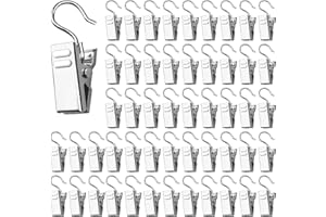 NTGRTY 100 Stück Vorhang Clips Edelstahl Vorhang Klammern, Gardinen Klammern mit Haken, Silber Gardinen Clips Metall Curtain Clip Für Vorhänge Fotos Duschvorhang Hängende Home Dekoration