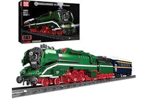 Mould King 12007 Technique Train Modèle de bloc de construction, 2348 pièces Train chemin de fer Télécommande et application Dual Control, train télécommandé Kit avec rail et éclairage