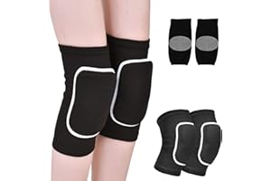 PFLYPF 1 Paar Tanzknieschützer und 1 Paar Sportknieschützer, weiche und atmungsaktive Knieschützer, schützende Knieschützer, Tanzschwamm-Knieschützer für Männer und Frauen (Schwarz)