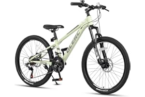 Glerc Skyline Kids Mountain Bike per bambini e bambine, bicicletta per bambini da 20 a 24 pollici per bambini da 6 a 18 anni, 21 velocità con sospensione anteriore e freni a disco, vari colori
