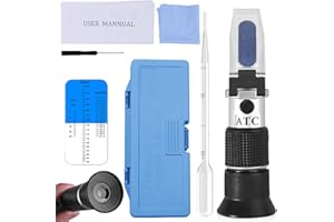 GOMETY 4-In-1 Frostschutz Refraktometer, Frostschutz Tester mit ATC, Frostschutzprüfer Refraktometer für die Prüfung Automobil Frostschutzprüfer,Scheibenwaschflüssigkeit, Batteriesäure, Propylenglykol