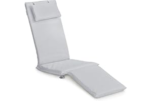 Gardenista Coussin de chaise longue de jardin | Tapis de chaise longue d'extérieur résistant à l'eau | Hypoallergénique pour meubles de terrasse | Durable et facile à nettoyer (gris)