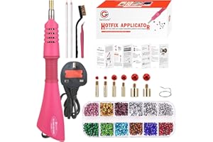 Genround Hotfix Applicator Tools, Hot fix Rhinestone Wand Tool with 1180pcs Flat Back Gems Round Crystal Rhinestones/Storage Box/Tweezer/Gems Picking Pen, Professional Designed