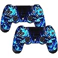 eWINNER 2PCS Game Controller Skin Controller Sticker Controller Skins and Wraps Vinyl Stickers Decal Compatible with Playstation 4 PS4 DualShock Wireless GamePad Joystick Controllers (Blue Skeleton)