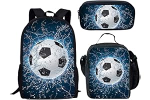 LENGENDER Niños niños conjuntos de bolsas 3 piezas mochila escolar mochila escolar, mochila de fútbol, bolso de hombro simple y estuche de lápices, a, 46*30*18cm