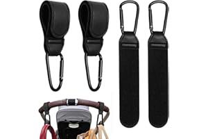 TENTHPEO 4 Pièces Crochet Poussette, Ajustement Universel Clips pour Poussette, Accessoire Poussette, Pinces a Crochet de Pram pour Sac à Langer, Poussette, Courses, Sac à dos