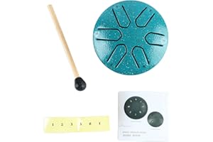 LIEBEWH Tambour Enfant Tambour à Languette en Acier Mini Tambour à Main avec Baguette Tongue Drum Instrument de Percussion à 6 Notes pour Débutants et Musiciens Expérimentés (Vert)