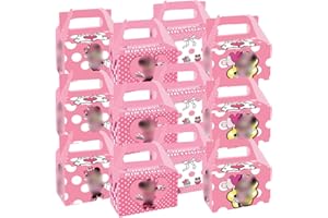 ZGCXRTO 12PCS Boite Cadeau Carton Kraft Min-nie, Min-nie Mouse Boîtes à Bonbons Boîtes en Papier, Party Boxes Boîtes à Cadeau Anniversaire, Boîtes de Fête pour Anniversaire, Goûter, Mariages
