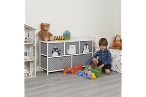 Liberty House Toys Kids Storage Unit, Fabric, Grey, H550 x W1000 x D300mm