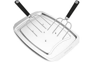 Andrew James Stainless Steel Meat Carving Tray with Spikes & Fork Set – Non-Slip Grip, Heavy-Duty Carving Board for Meat, Poultry & BBQ – Includes Safety Guards & Lipped Rim (Carving Forks with Tray)