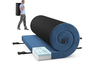 GYMAX Matelas Camping 1/2 Personnes Pliable, Longueur 183cm, Mousse à Mémoire de Forme, Housse Imperméable, Fond Antidérapant, Sangle pour Enroulement, Sac de Transport, pour Voyage, Randonnée