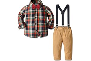 Nwada Abbigliamento Bambino Maschio Vestito Bimbo Completo Camicia e Pantaloni e Cravatta a Farfalla Papillon e Bretelle