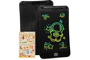Genialba Tableta Gráfica LCD Escritura Colorido 10 Pulgadas, Pizarra de Dibujo Borrable Portátil, Regalo Niños, Tableta Gráfica para Juegos Niños 2 3 4 5 6 7 Años Niñas (Negro)