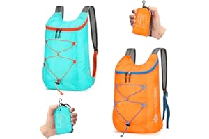 Sahunfri 2 Pcs Ultra Lightweight Backpack, Foldable Backpack Water Resistant Travel Rucksack, Multi-Functional Foldable Backpacks Womens Men For Camping, Hiking, Biking