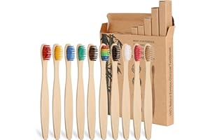 Yorgewd Children's Bamboo Toothbrush | 10 Pack Soft Bristles | Biodegradable Wooden Handle | Eco-Friendly Toothbrush for Kids BPA Free