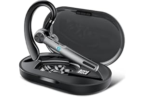 QECNATO Auricolare Bluetooth Singolo, 60 Ore di Conversazione in HD CVC 8.0 Auricolare V5.3, Auricolari Bluetooth con Doppio ENC Mic, Cuffie Con Scatola di Ricarica, Adatto per Lavoro/Ufficio/Guida, Nero