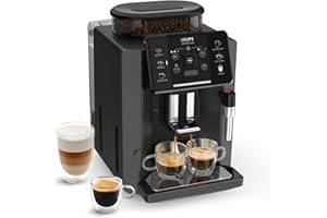 Krups Sensation C50, Machine à café grains, Expresso automatique, 5 boissons, Interface tactile, Facile à utiliser, Nettoyage automatique, Buse vapeur Cappuccino, EA910810