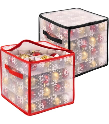 Scatola Organizzazione Natale Scatola XXL Per Palline Di Natale - Contenitore Con Divisori Per 128 Palline Scatola Albero Di Natale Rigida - 5