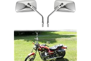 Auzkong Motorcycle Mirrors Chrome, Universal 10mm Motorcycle Rear View Side Mirrors Handle Bar End Chrome Motorcycle Mirrors