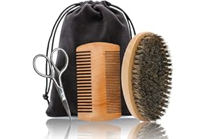 SIYECIOA Kit Barbe Homm cadeau st valentin homme idee cadeaux fetes des pere peigne barbe brosse barbe Ciseaux Barbe kit voyage Meilleurs pour Papa Lui Mari Petit ami