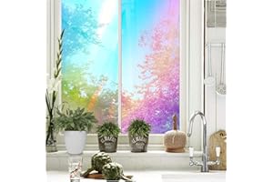 Homewell Holografische Kreis Blasen Fensterfolie – Regenbogen Sichtschutz & Sonnenschutz – selbstklebend, statisch, dekorative Glasfolie für Wohnzimmer, Bad, Küche & Büro - 45x200