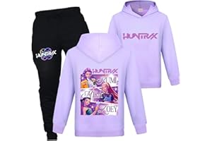 Duoxinbos KPOP Huntrix Tracksuit Girls Vintage Y2k Hoodies Huntr/X Hip Hop Streetwear Fashion Kids Long Sleeve & Pants Sets Rumi Mira Zoey Printed Sweatshirt Back to School