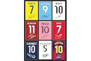 Icons Wall Art Bellingham Messi Ronaldo Mbappe Lamine Yamal Salah Dembele Saka Haaland Signed A4 Printed Photo Picture Display Gift For Football Fans Digitally Reproduced Signatures Unframed