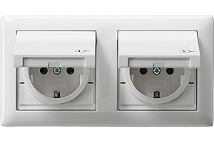 Gira 115803 Schuko - Enchufe con tapa, 2 fases, color blanco brillante