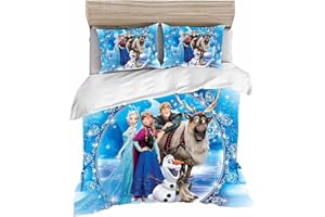 Doiicoon Frozen Children's Bed Linen, Elsa Bed Linen, 135 x 200 cm, 100% Cotton, Children's Bed Linen, Anna and Elsa Bed Linen, Children's Bed Linen (8.135 x 200 cm, Single Bed)
