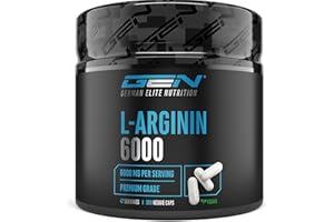GEN GERMAN ELITE NUTRITION L-Arginin – 380 gélules véganes – 6000 mg de L-arginine HCL par portion quotidienne dont 4980 mg d’arginine pure – Acide aminé fortement dosé d’origine végétale